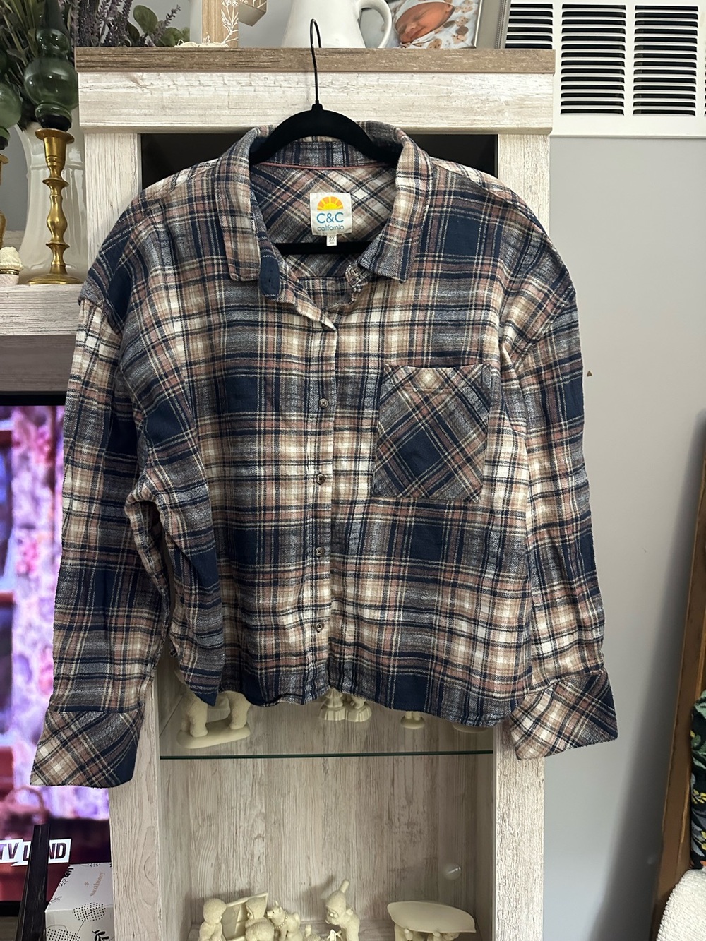 C&C California Blue & Beige Plaid Shirt - 2X